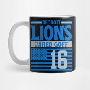 Detroit Lions Goff 16 American Flag Football Mug